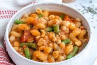 Rustic Tomato Bean Pasta Soup