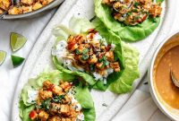 Peanut-Drizzled Tofu Lettuce Wraps