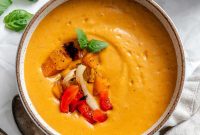 Velvety Roasted Butternut and Red Pepper Soup