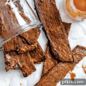Umami Mushroom Bites 10 completed Mushroom Jerky on a white surface