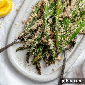 completed Roasted Asparagus on platter