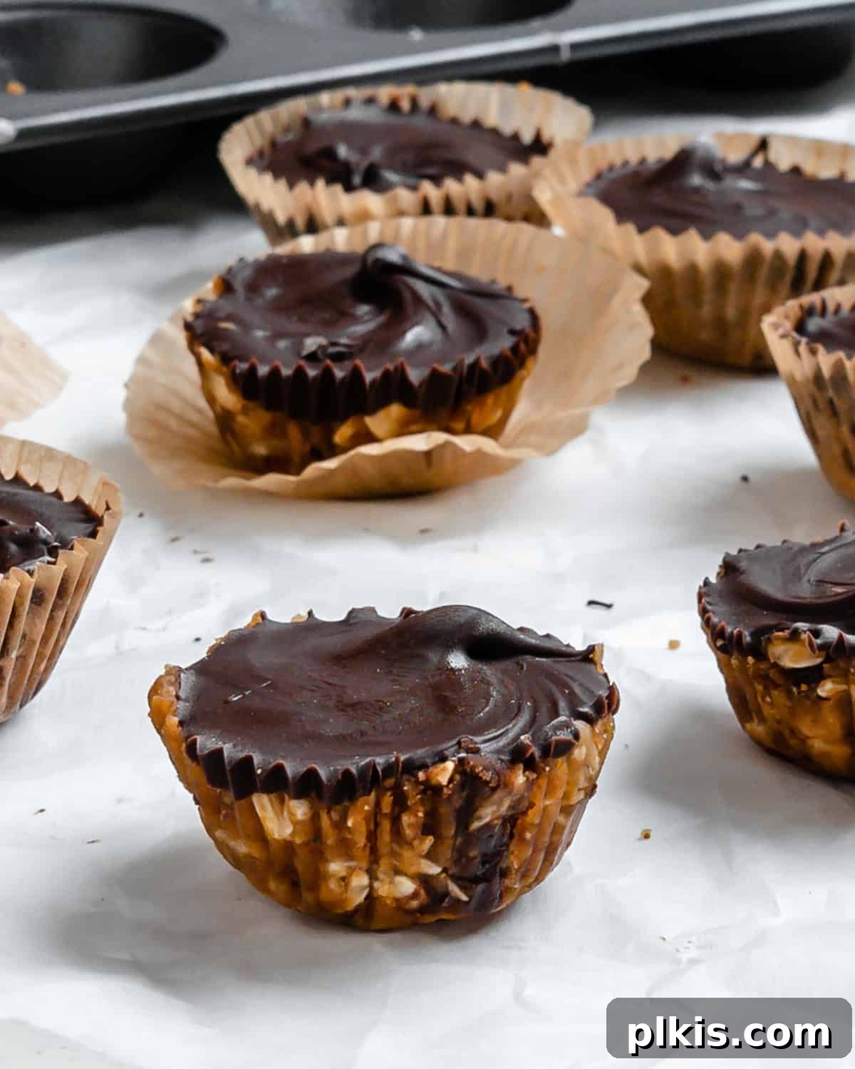 Chilled Peanut Butter Perfection 2 A beautifully arranged plate of completed No-Bake Peanut Butter Cups on a clean white surface, showcasing their delicious appearance and perfect portion size.