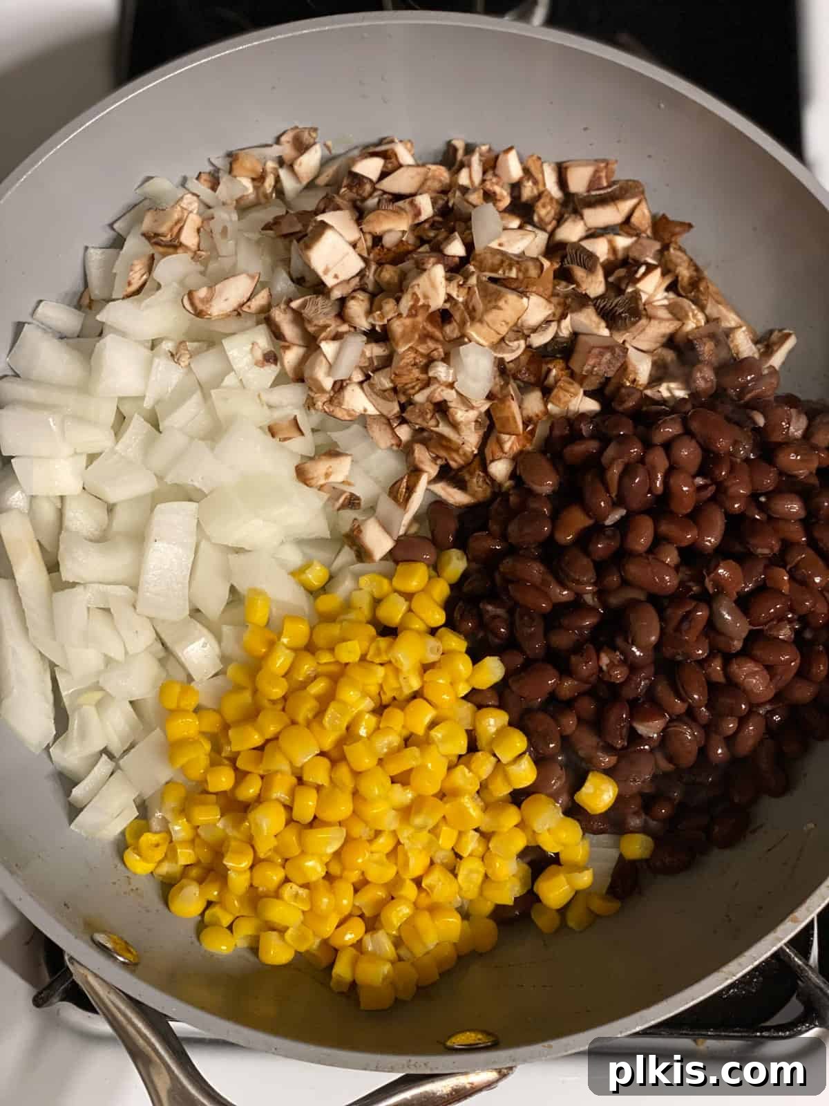 ingredients for Vegan Black Bean Tacos [2 Ways] added to a bowl