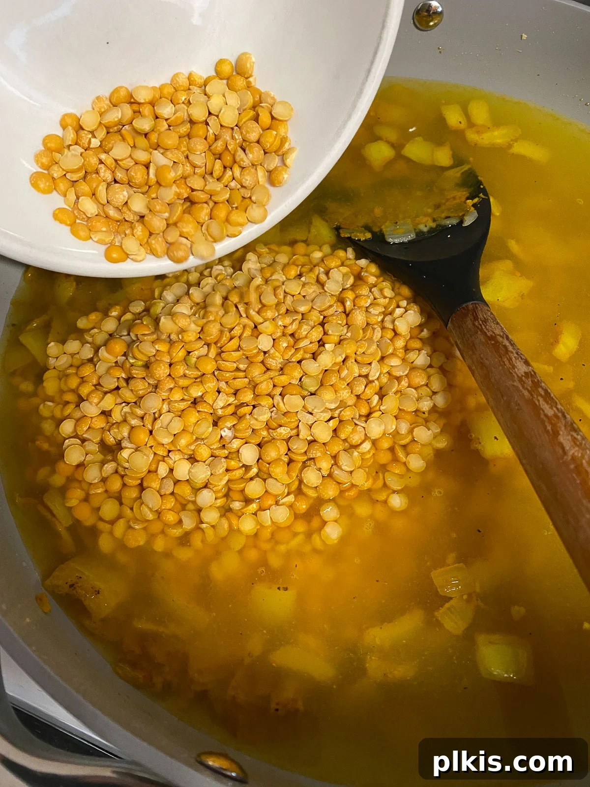 Sunshine in a Bowl: Easy Yellow Dal 9 process shot of lentils added to pan