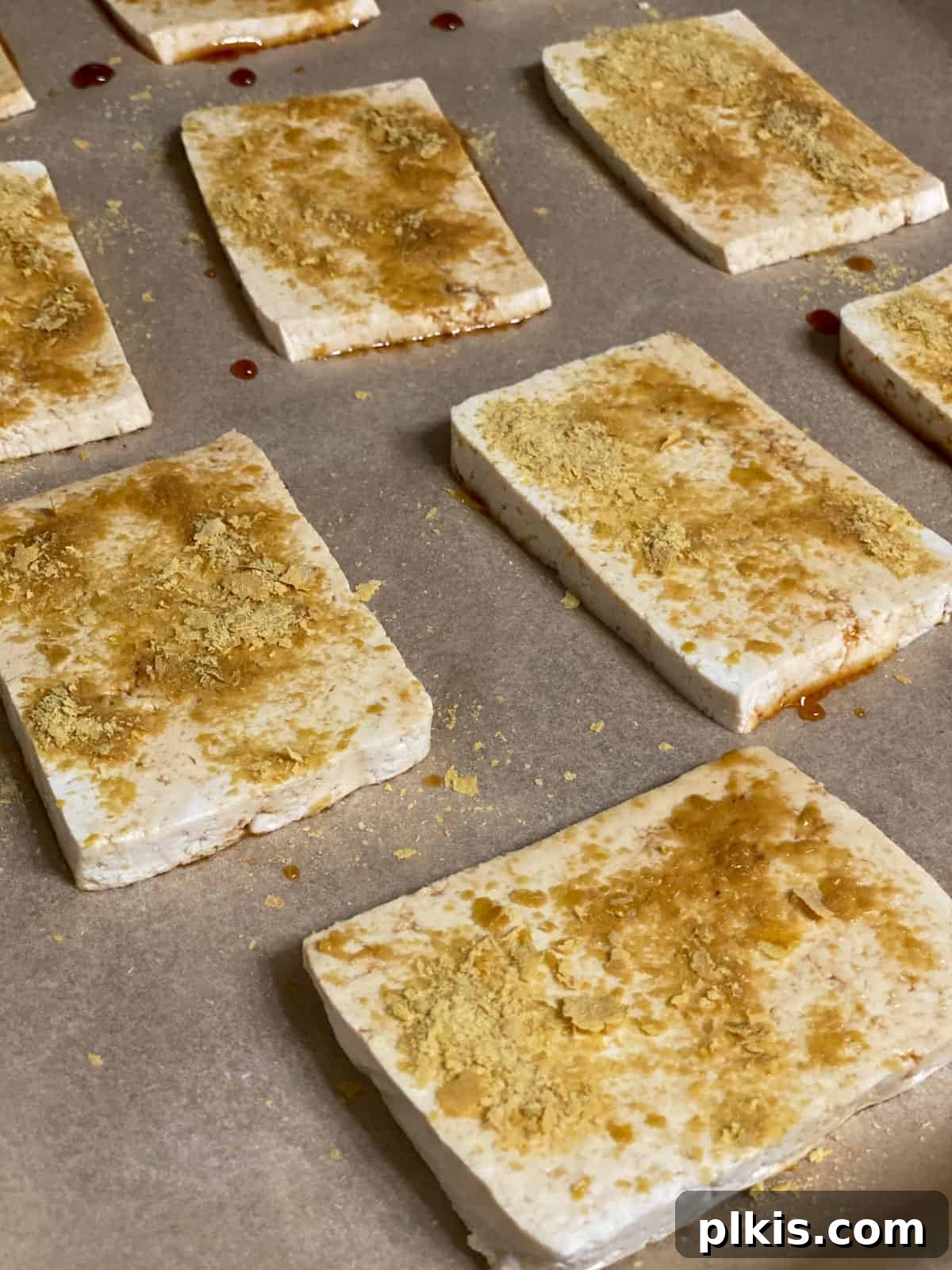 Plant-Powered Sushi Rolls 9 process shot showing seasoned tofu on a gray surface