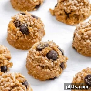 Plant-Powered Quinoa Chocolate Chip Cookies 7 completed Vegan Chocolate Chip Quinoa Cookies spread out on a white surface