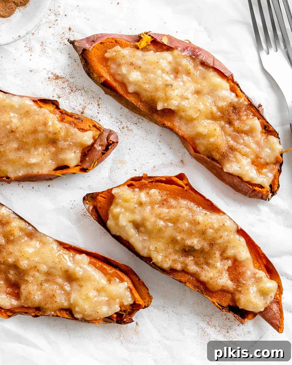 Sweet Potato Toast: Beyond Bread 7 Completed Easy Sweet Potato Toast pieces spread out on a white surface, showcasing the versatility and appeal of the dish.