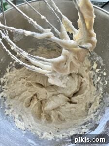 Effortless Vegan Blueberry Banana Delights 5 A whisk mixing ingredients in a large bowl, demonstrating the one-bowl mixing process for the muffin batter.