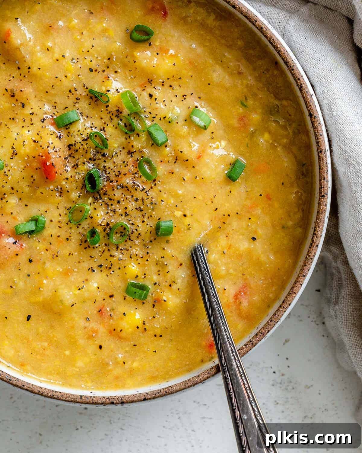 Golden Harvest Chowder 13 completed Corn Chowder in a bowl against a light surface