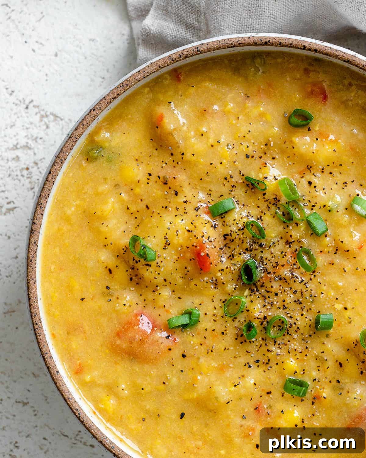 Golden Harvest Chowder 14 completed Corn Chowder in a bowl against a light surface