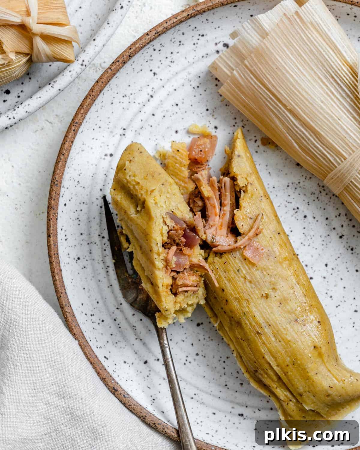 Crafting Perfect Vegan Tamales 2 Completed vegan tamales plated beautifully on a dish, ready to be enjoyed.