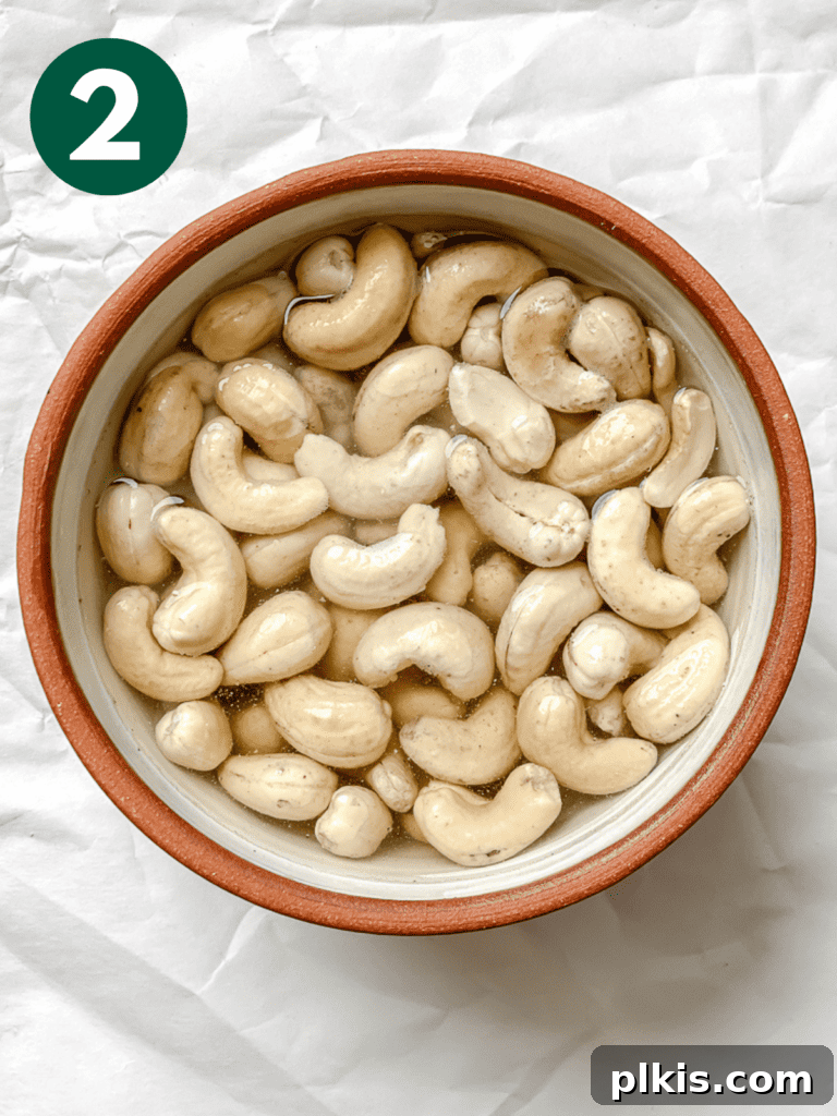 Whip Up Your Own Cashew Milk 5 process shot showing cashews soaking in bowl of water