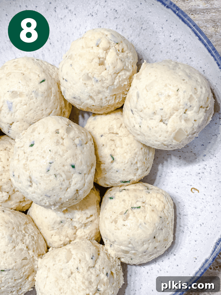 Comforting Vegan Matzo Ball Soup 11 process show showing matzo balls formed
