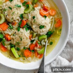 Comforting Vegan Matzo Ball Soup 18 completed Vegan Matzo Ball Soup in a bowl