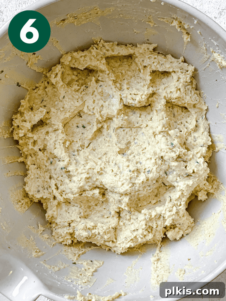 Comforting Vegan Matzo Ball Soup 9 process shot showing dough formed in bowl