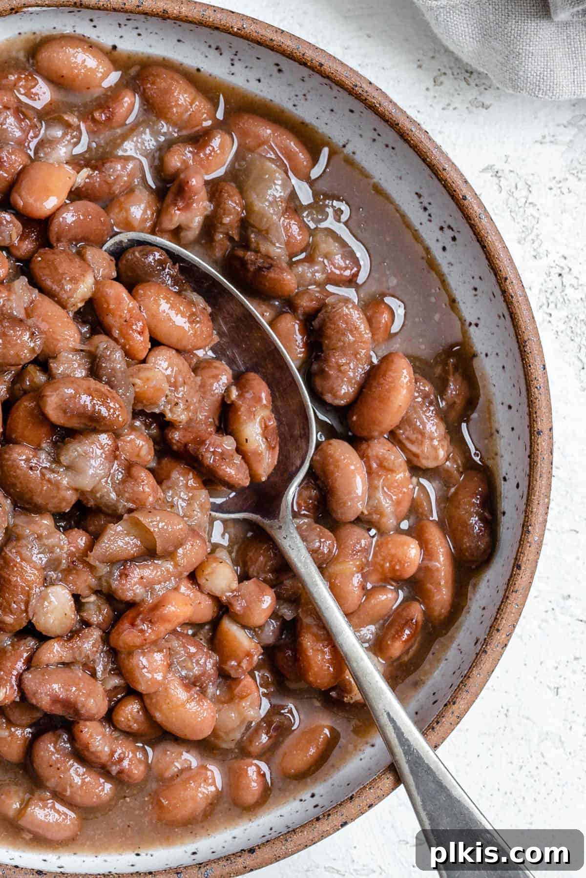 Perfectly Cooked Instant Pot Pinto Beans 14 completed Instant Pot Pinto Beans in a serving dish