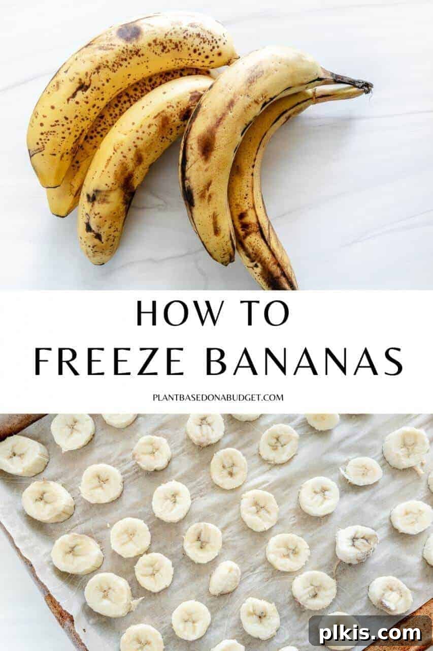 How to Freeze Bananas pinterest graphic for how to freeze bananas