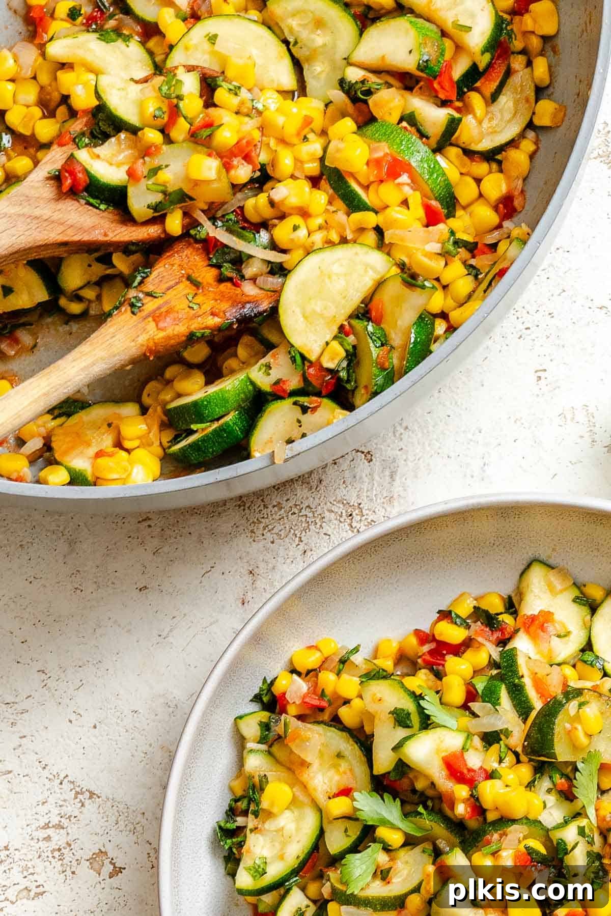 Effortless Calabacitas: A Mexican Zucchini Delight 7 Completed Easy Calabacitas Recipe (Mexican Zucchini) on plate.