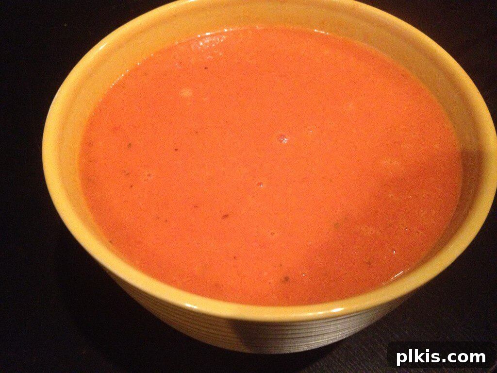 Plant-Based Budget Challenge for Two: Week One 5 Dairy free creamy tomato soup in a bowl.