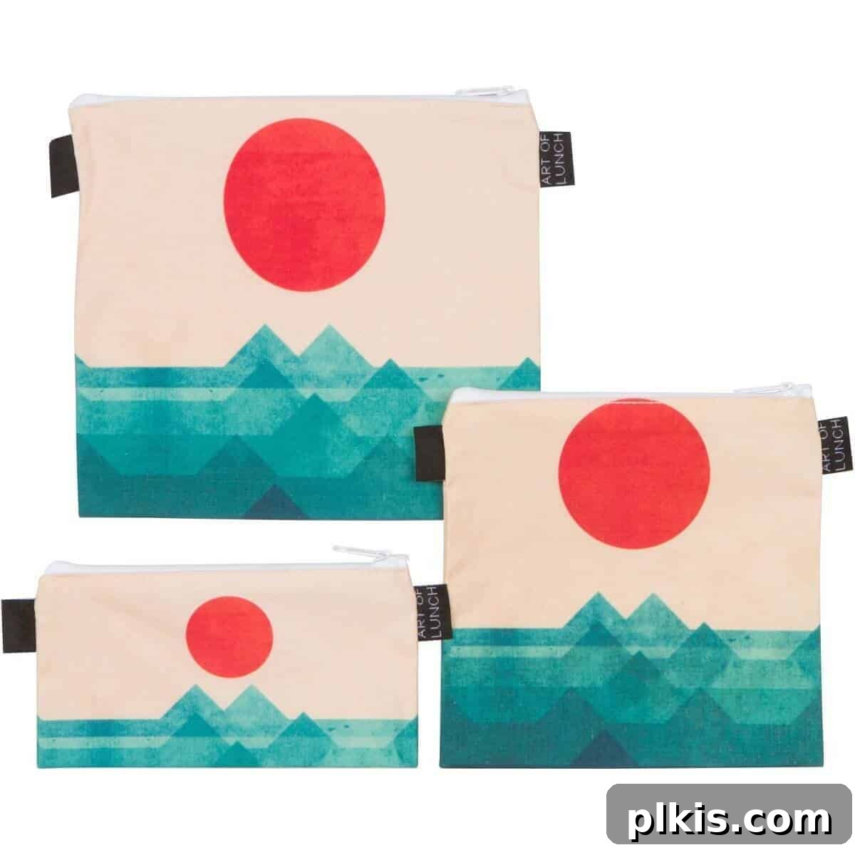 Reusable fabric sandwich and snack bags with various colorful patterns.