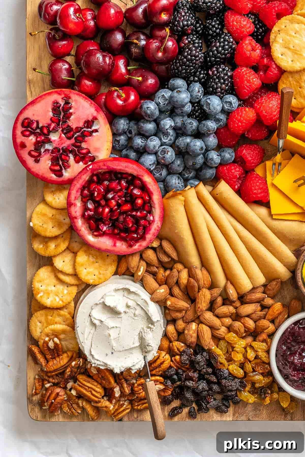 The Ultimate Vegan Charcuterie Board 2 Completed Vegan Charcuterie Board (Grazing Platter) adorned with a variety of plant-based delights.
