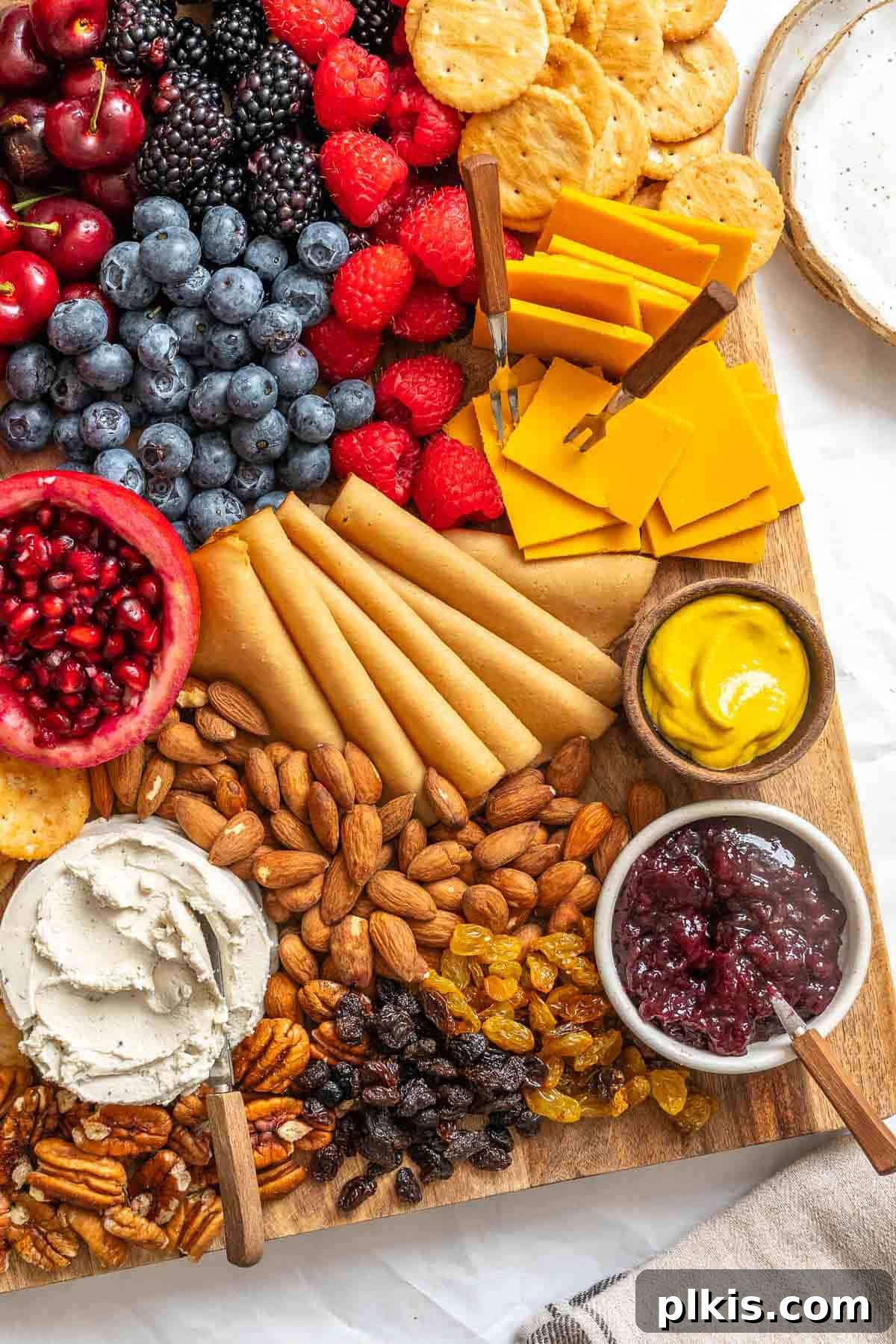 The Ultimate Vegan Charcuterie Board 4 Another perspective of the Completed Vegan Charcuterie Board (Grazing Platter), showcasing its rich variety and appealing arrangement.