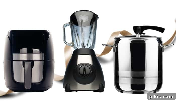 Holiday Gifting Unwrapped Your Essential Picks 7 Various modern kitchen gadgets including blenders and food processors, symbolizing efficiency.