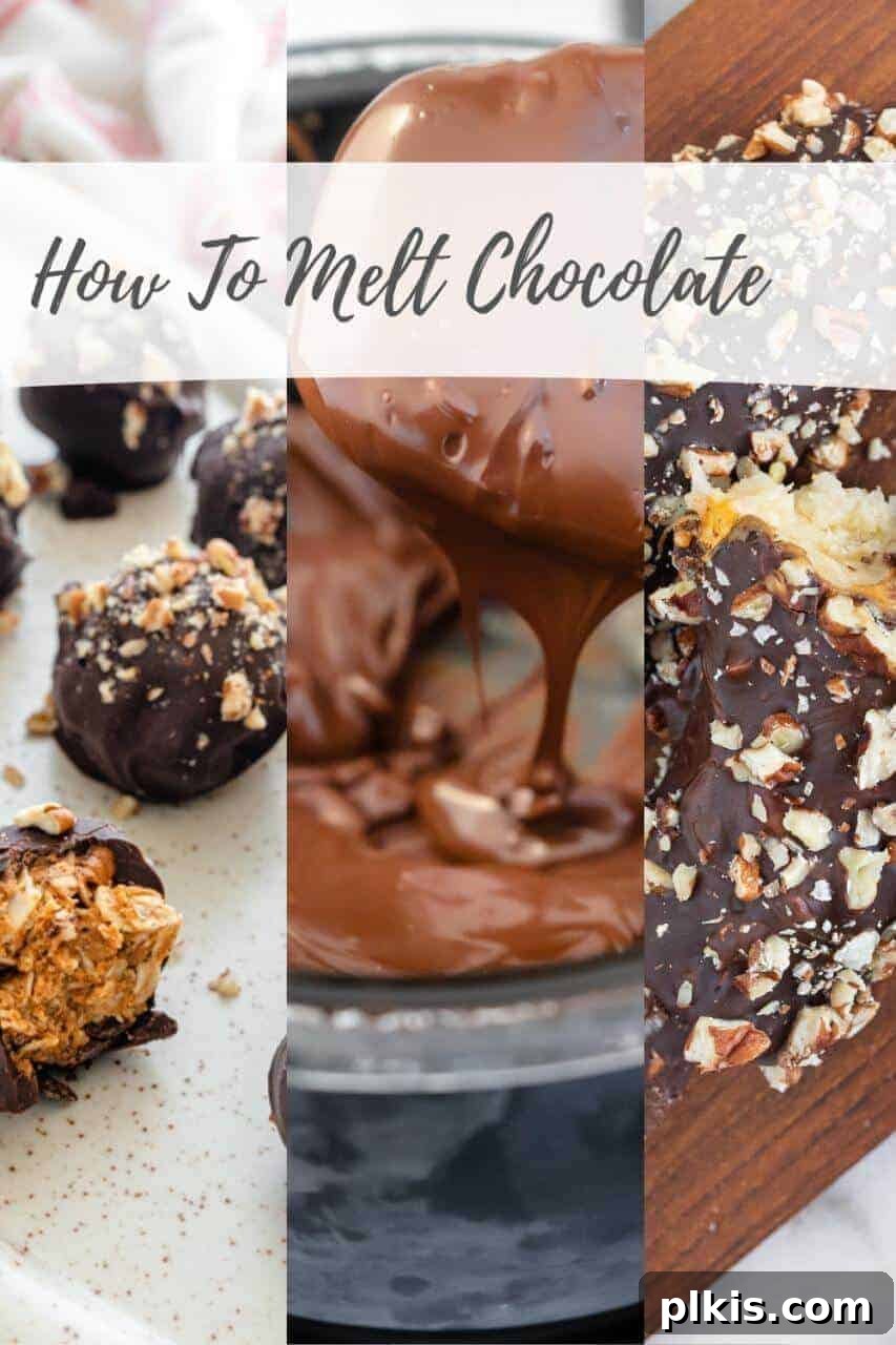 Best Ways to Melt Chocolate How to melt chocolate - three vertical options with text overlay.