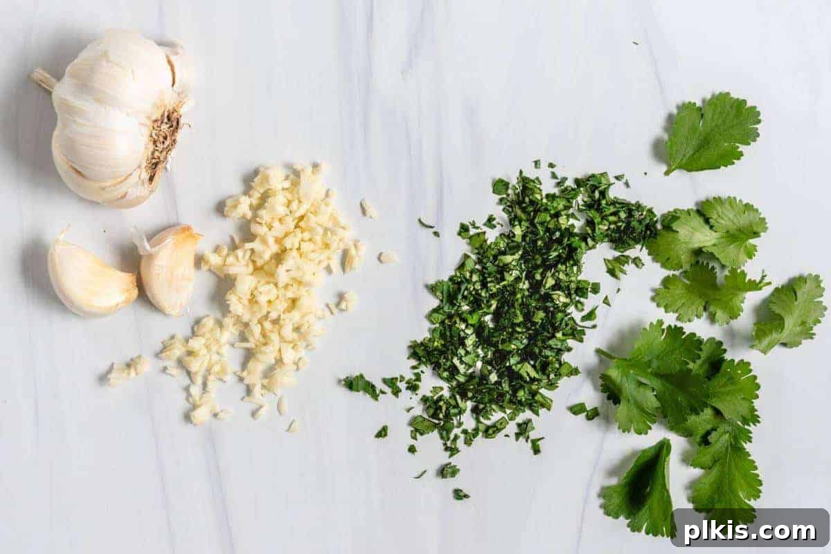The Basics of Cutting Minced Garlic & Parsley on a Marble Surface