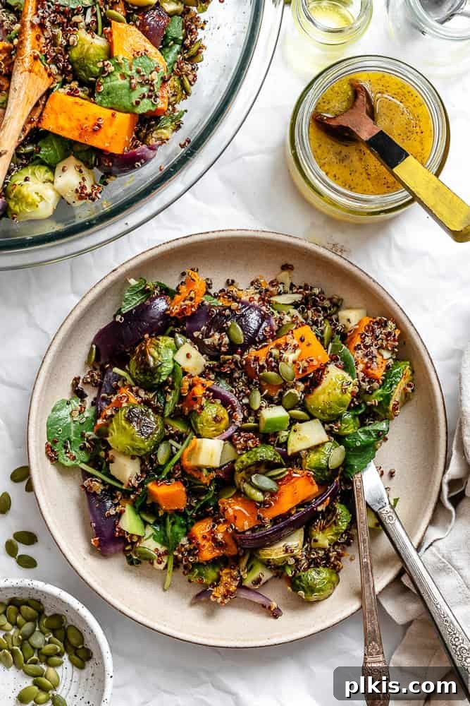 48 Irresistible Vegan Apple Delights 27 Completed Fall Quinoa Salad on a plate.