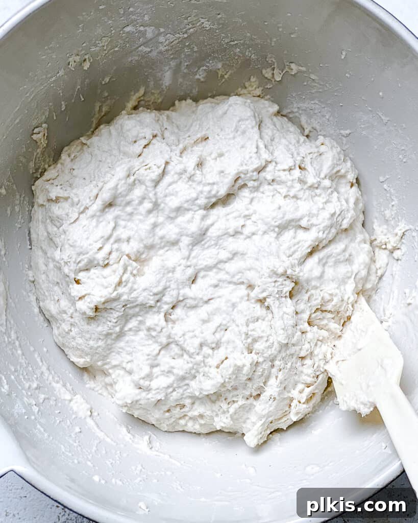 Lazy Baker's Crusty Loaf 8 process shot of mixing dough together in bowl