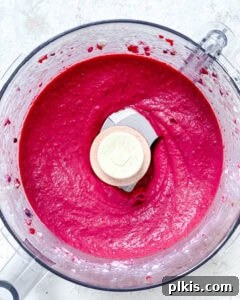 Instant Berry Tofu Nice Cream 9 process shot showing processing ice cream in food processor