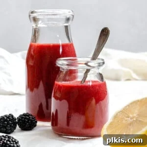 Effortless Blackberry Dressing 6 completed 5-Minute Blackberry Vinaigrette in two glass jars