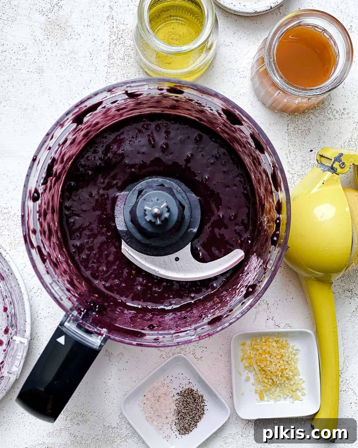 Effortless Blackberry Dressing 5 Process shot post processing blackberries in food processor,