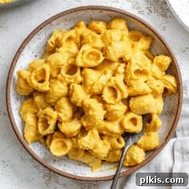 45 Mouthwatering Vegan Thanksgiving Recipes 37 Completed Butternut Squash Mac and Cheese, plated and ready to enjoy.