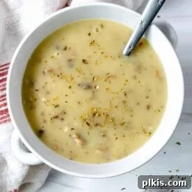 45 Mouthwatering Vegan Thanksgiving Recipes 48 Completed bowl of mushroom gravy against a white background.