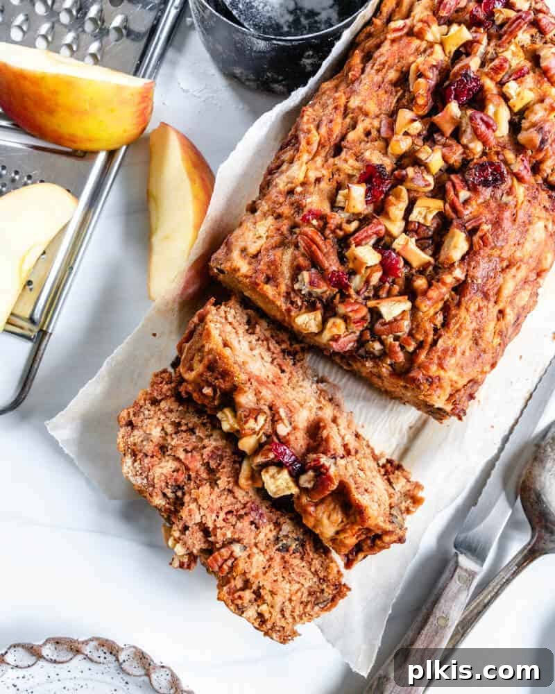 45 Mouthwatering Vegan Thanksgiving Recipes 73 Vegan Apple Cinnamon Bread from Plant Based on a Budget, baked and ready to slice.