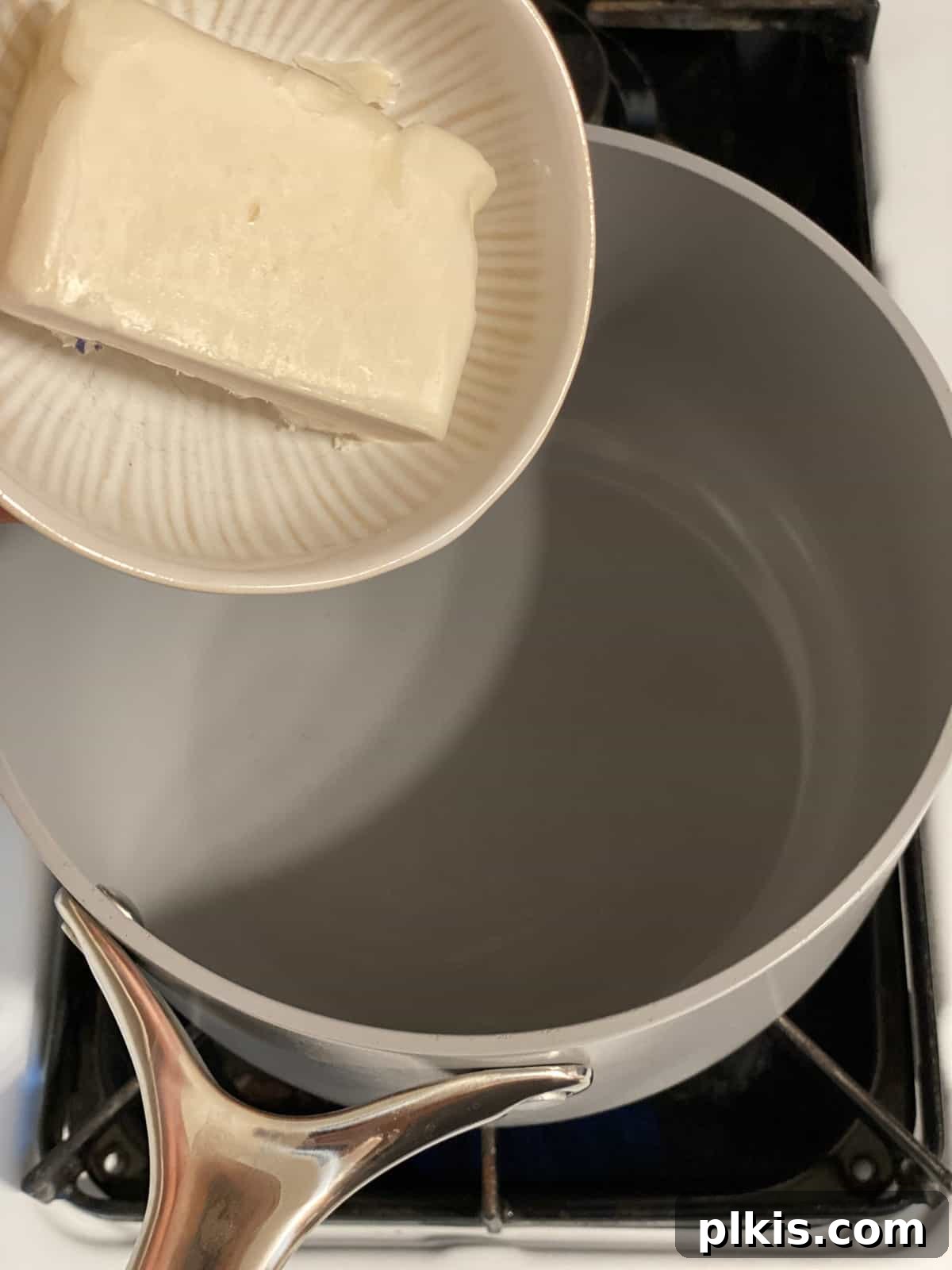 Buffalo Tofu Your Way: Easy Fried, Baked, or Air-Fried 6 Process of adding vegan margarine to a small saucepan