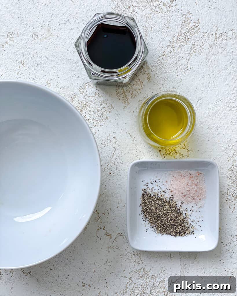 Tuscan Summer Bread Salad 5 ingredients for Panzanella Salad measured out alongside a bowl