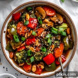 Spicy Kung Pao Vegetable Stir-fry 11 completed Kung Pao Vegetables on a plate