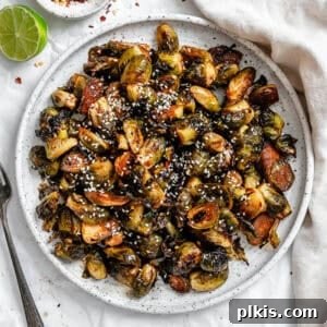 completed Crispy Brussels Sprouts on a plate
