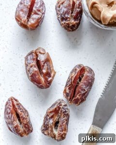 Peanut Butter Date Delights 6 another view of pitted Medjool dates, ready for filling