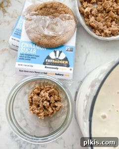 Ingredients for banana parfait measured out against a white marble surface