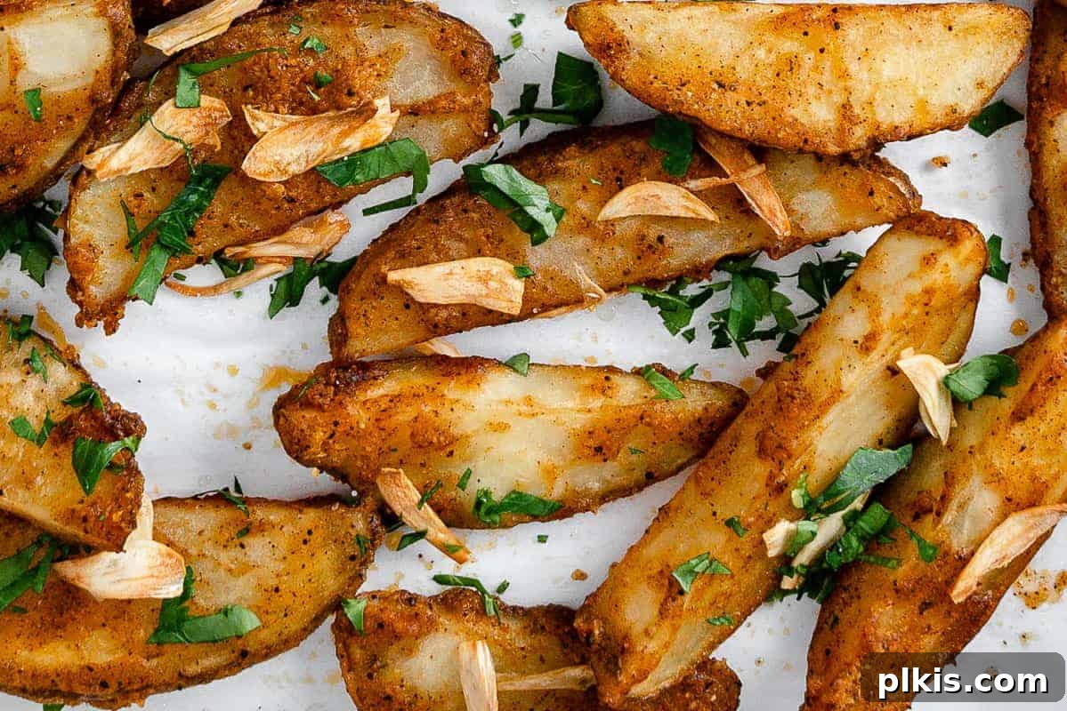 Crispy Garlic Baked Potato Wedges (+ Air Fryer Method) 