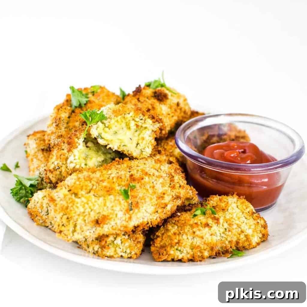 50 Quick Vegan Bites 37 Completed Croquettes beautifully arranged on a white tray, with a small serving of ketchup on the side, against a white background.