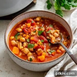 Hearty Barley and Bean Stew 10 Completed Barley and Bean Soup in a bowl.