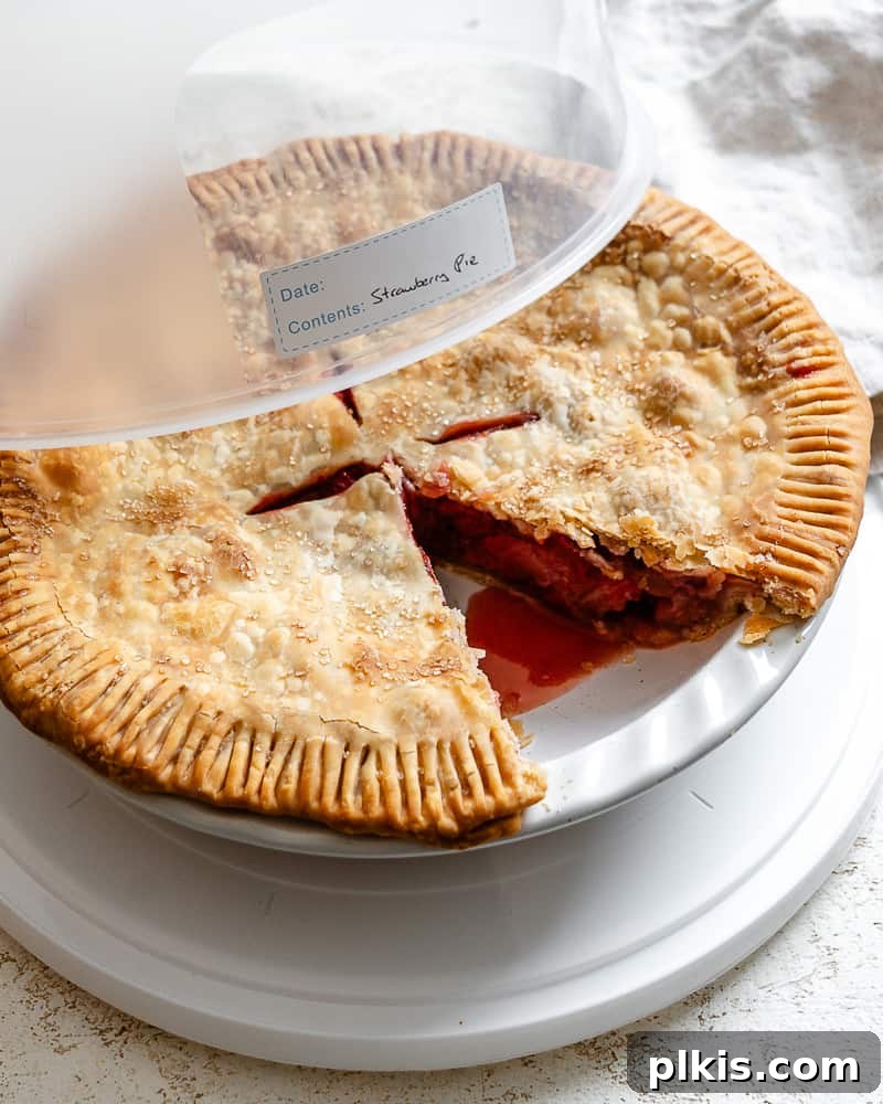Luscious Vegan Strawberry Pie 11 Completed Easy Strawberry Pie in a storage container