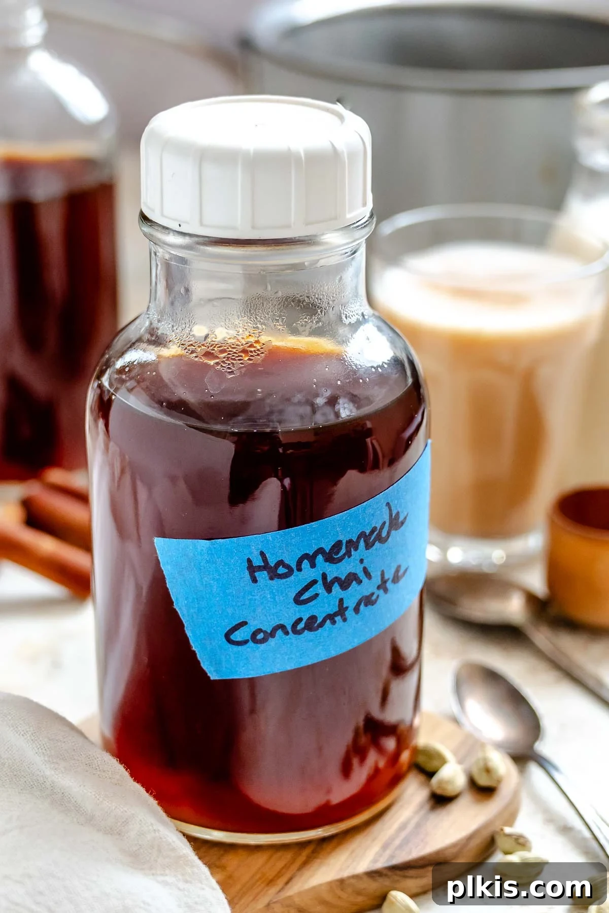 Spiced Chai Concentrate from Scratch 7 Completed Homemade Chai Concentrate in a jar.