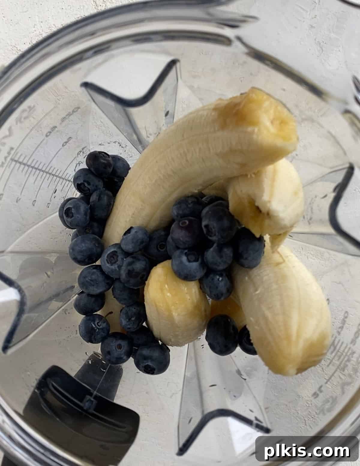 Frosty Peanut Butter Banana Puppy Snacks 6 Adding fresh blueberries to the blender with bananas and peanut butter