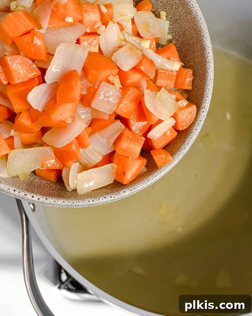 Golden Lentil and Carrot Delight 8 process shot of carrots and onions being added to pan